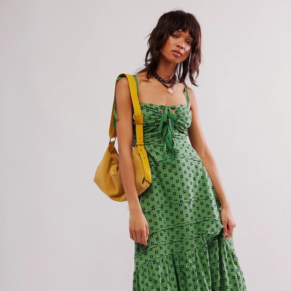 Green Patterned Midi Dress